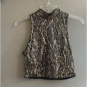 Sequin mock neck tank top